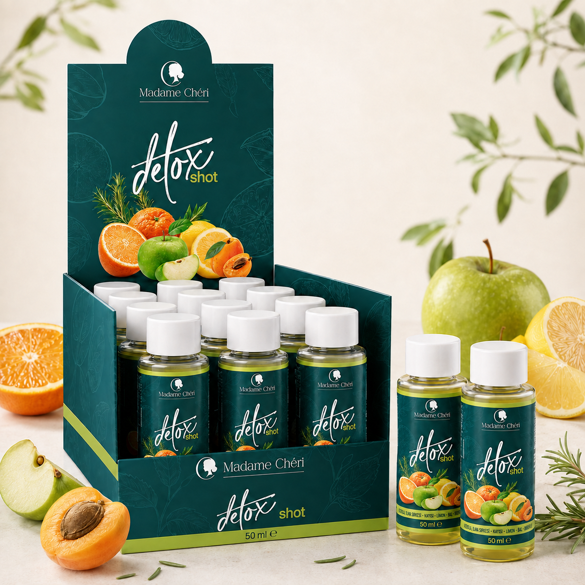 Detox Shot Display mit 10 Shots á 50ml – natürlich, fruchtig, jeden Tag