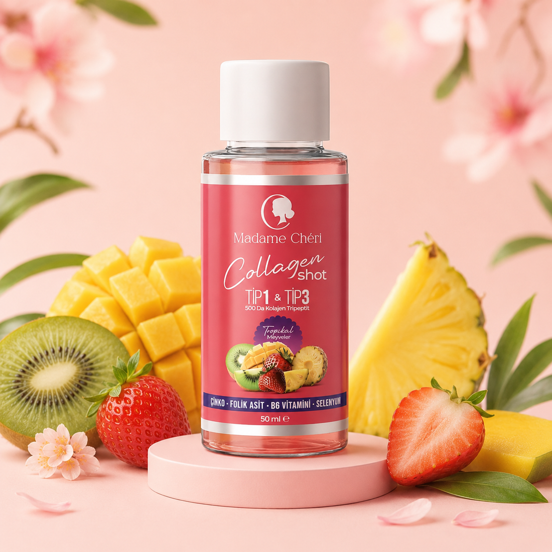 Kollagen Shot Display mit 10 Shots á 50ml – Dein täglicher Beauty-Moment
