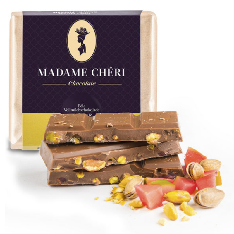 Vollmilch Schokolade mit Pistazien & Guave (90g)