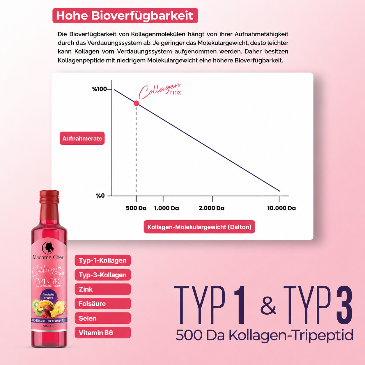 Kollagen Shot Display mit 10 Shots á 50g – Dein täglicher Beauty-Moment