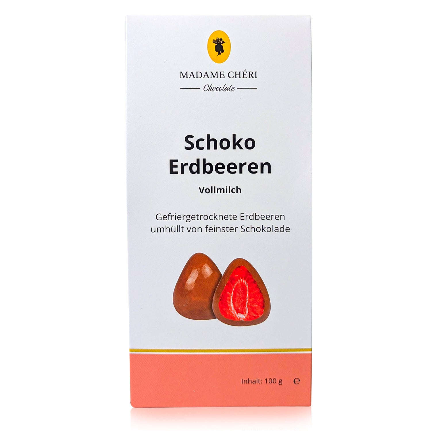 Dragees mit ganzer Erdbeere in edler Vollmilchschokolade (100 g)