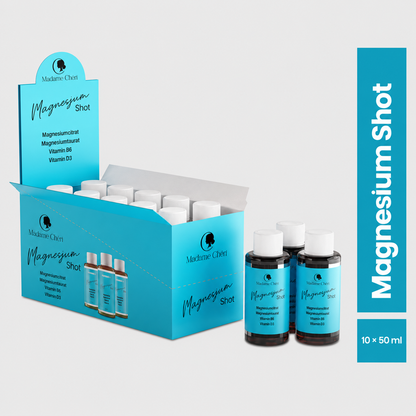 Magnesium Shot Display mit 10 Shots á 50g – stark durch den Tag