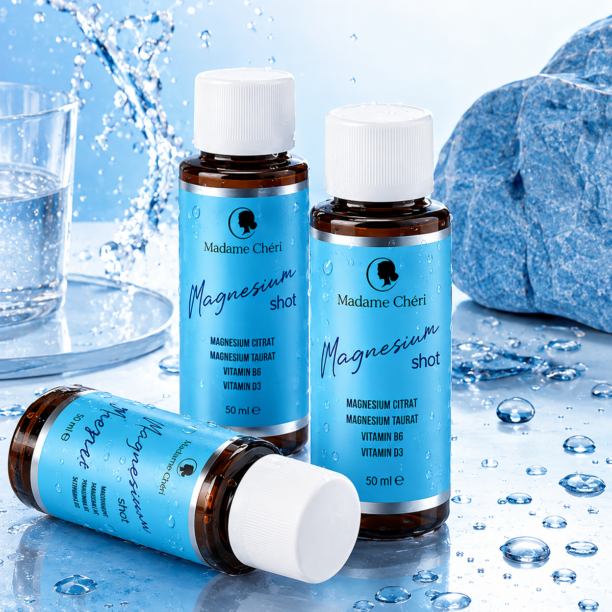 Magnesium Shot Display mit 10 Shots á 50ml – stark durch den Tag