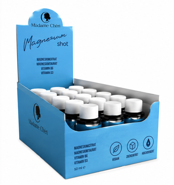 Magnesium Shot Display mit 10 Shots á 50ml – stark durch den Tag