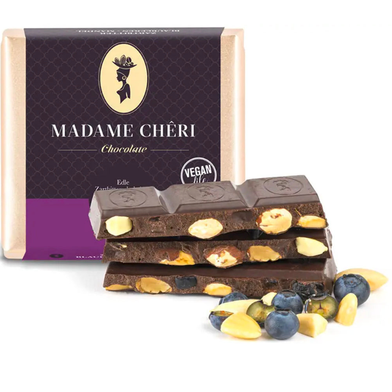 Zartbitter Schokolade mit Mandeln & Blaubeeren (90g)