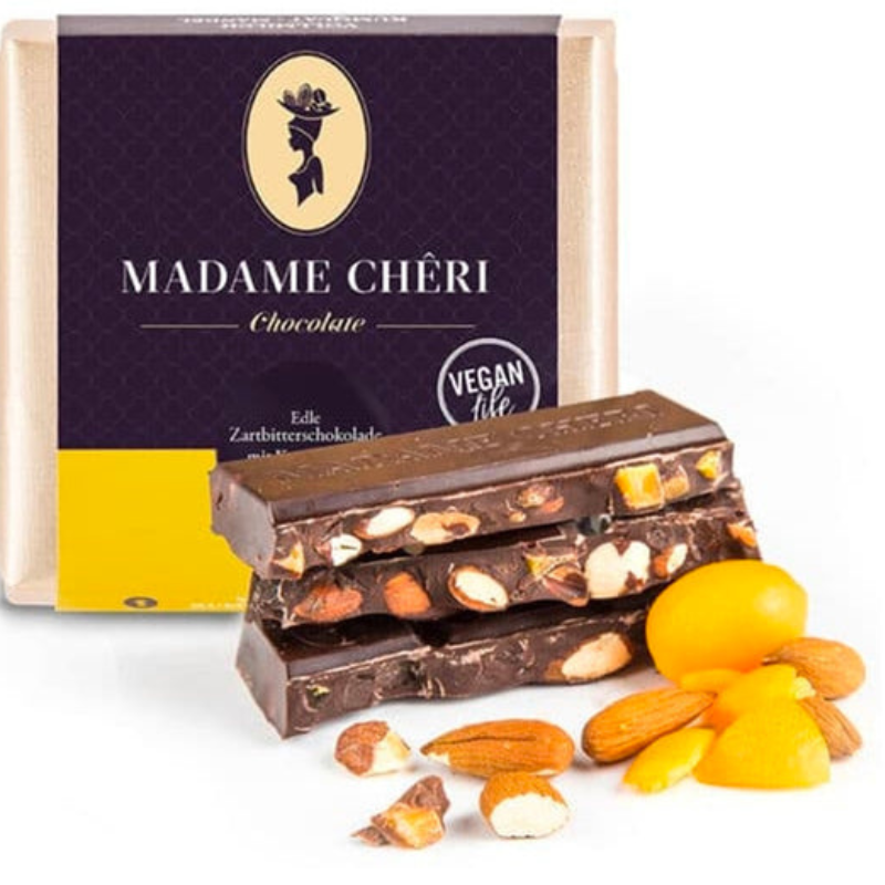 Zartbitter Schokolade mit Mandeln & Kumquats (90g)